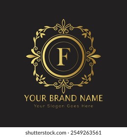 Letter F luxury gold logo concept
