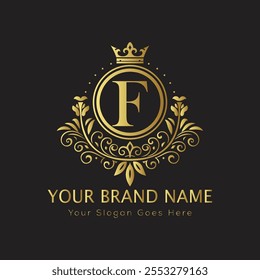 Letter F luxury gold logo concept
