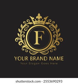 Letter F luxury gold logo concept
