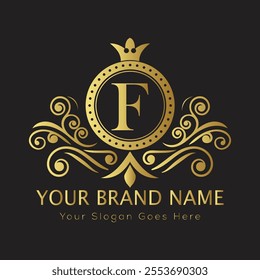 Letter F luxury gold logo concept
