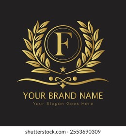 Letter F luxury gold logo concept
