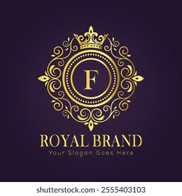 Letter F luxury gold logo concept