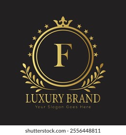 Letter F luxury gold logo concept
