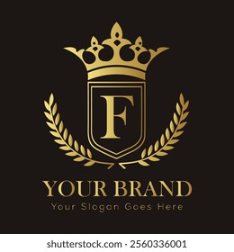 Letter F luxury gold logo concept
