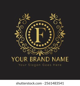 Letter F luxury gold logo concept
