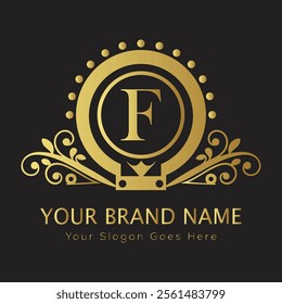 Letter F luxury gold logo concept
