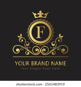 Letter F luxury gold logo concept
