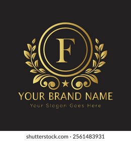 Letter F luxury gold logo concept
