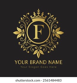 Letter F luxury gold logo concept
