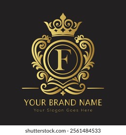 Letter F luxury gold logo concept
