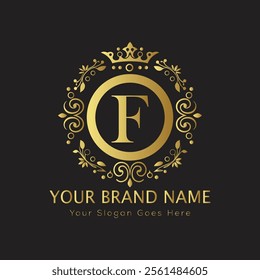 Letter F luxury gold logo concept
