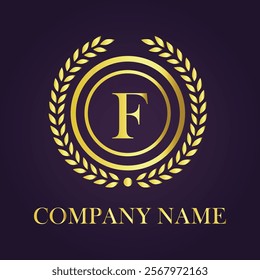 Letter F luxury gold logo concept