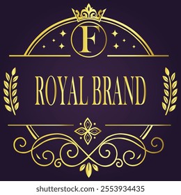 Letter F luxury and Royale brand logo concept design
