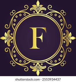 Letter F luxury and Royale brand logo concept design
