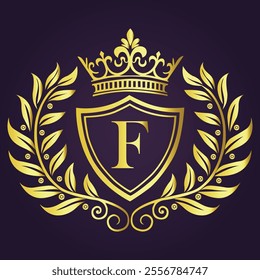 Letter F luxury and Royale brand logo concept design
