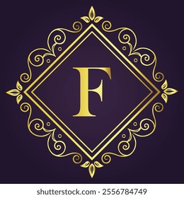 Letter F luxury and Royale brand logo concept design
