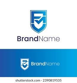 Letter F M V Shield Logo Design