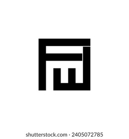 Letter F, m and w square geometric symbol simple logo vector