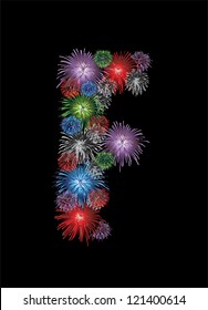 letter (F)  made from colorful in the form of fireworks letters - check my portfolio for other letters.