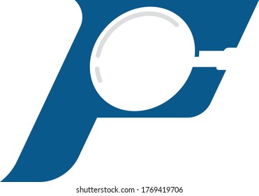 Letter F with Magnifier Logo