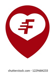 letter F and map pin. logo concept. Designed for your web site design, logo, app, UI
