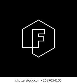 letter f mark hexagon hexagonal logo vector icon illustration