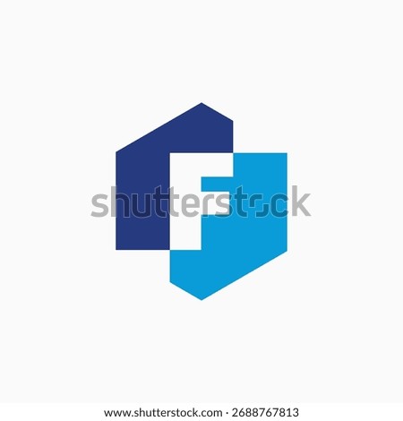 letter f mark hexagon hexagonal logo vector icon illustration