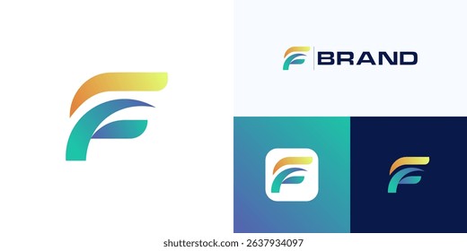 Letter F mark with vivid gradient color, Logo icon design vector illustration element editable, Modern symbol initial FE or FC sign for technology, business company and brand identity