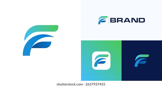 Letter F mark with vivid gradient color, Logo icon design vector illustration element editable, Modern symbol initial EF or CF sign for technology, business company and brand identity