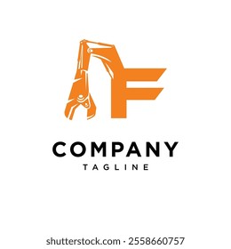 Letter F Metal Shear Excavator Logo Icon Vector