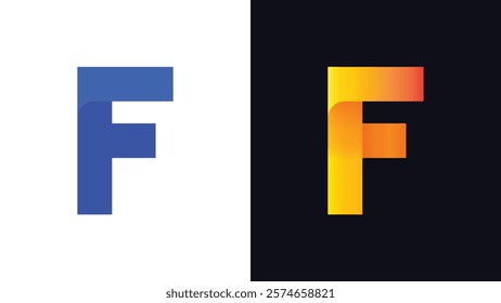 Letter F Minimal Business Logo With 3D Rounded Shadow | Gradient F Letter Typography Symbol