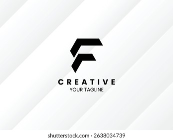 Letter F minimalist geometric logo design template