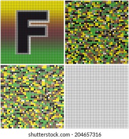 Letter F (mixed mosaic with empty cells)