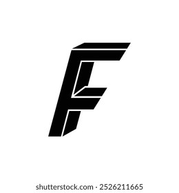 Letter F with modern flat 3d custom style typography logo