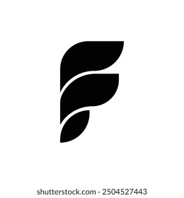 Letter F with modern leaf shape abstract flat logo