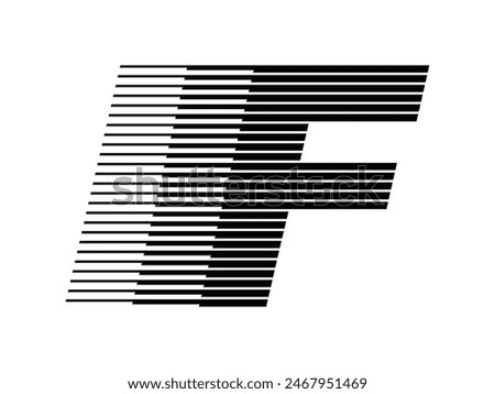 Letter F Modern Logo with Horizontal Speed Line Pattern