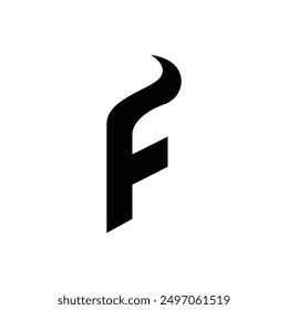 Letter F modern wavy typography logo