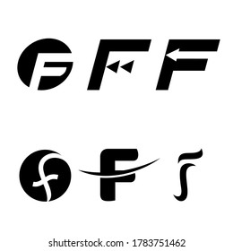 Letter F monochrome alphabet logo template. Logo bundle for brand idea. Abstract word mark logo. 