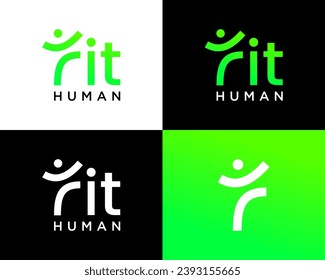 Letra F monograma diseño del logotipo del deporte humano saludable activo.