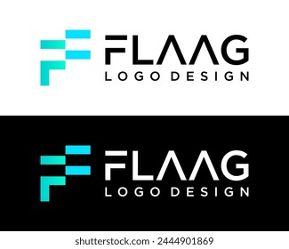 Letter F monogram flag logo design.