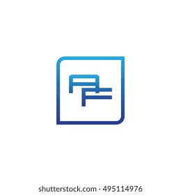 The letter A and F Monogram With Frame Square. Logo Design Template Blue