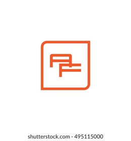 The letter A and F Monogram With Frame Square. Logo Design Template Orange