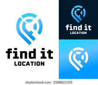 Letter F monogram gps location map logo design.

