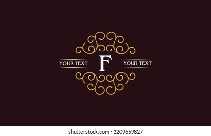 Letra F gráficos de línea monograma. Diseño del logotipo de la etiqueta, emblema de la empresa, restaurante, boutique, página