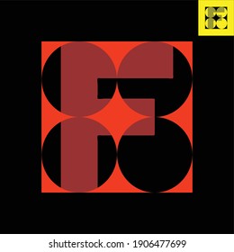 Letter F monogram logo design in Bauhaus art style. Vector logo in Eps 8.