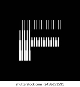 Letter F Monogram Logo Icon Geometric Vertical Stripe Lines