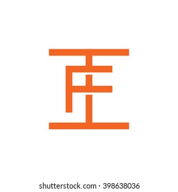 letter I and F monogram square shape logo orange