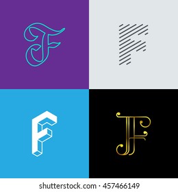 Letter "F' monograms set. Trendy logo design. Eps10 vector illustration.