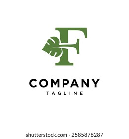 Letter F Monstera Leaf Spade Logo Icon Vector