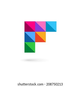 Letter F mosaic logo icon design template elements. Vector color sign.